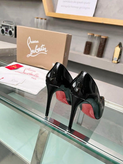 Glossy Black Red-Sole Stilettos
