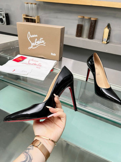 Glossy Black Red-Sole Stilettos