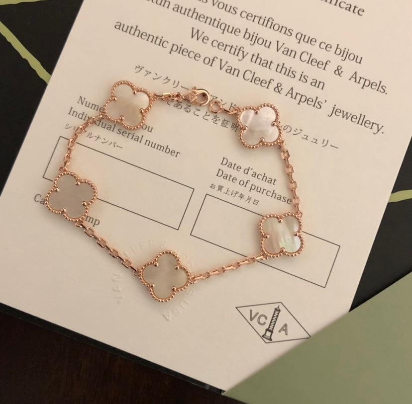 Five Clover Bracelet in Rose Gold